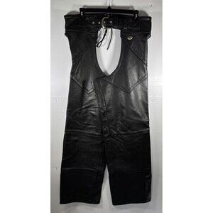 Harley Davidson Women’s Leather Chaps Vintage Buckle Laces Black Size Medium